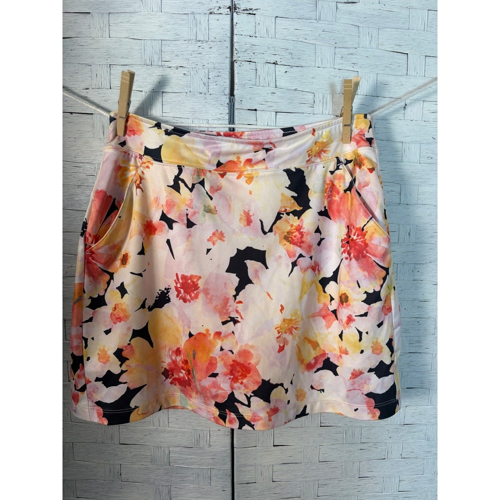 Lady Hagen women's squirt Golf Floral Pink Orange Yellow Watercolor Print Preppy